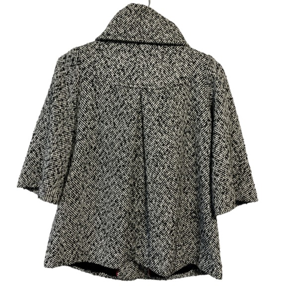 XXI Women's Black White 3/4 Sleeve Lined Tweed Coat Jacket Size Small Flare Knit - Picture 3 of 11